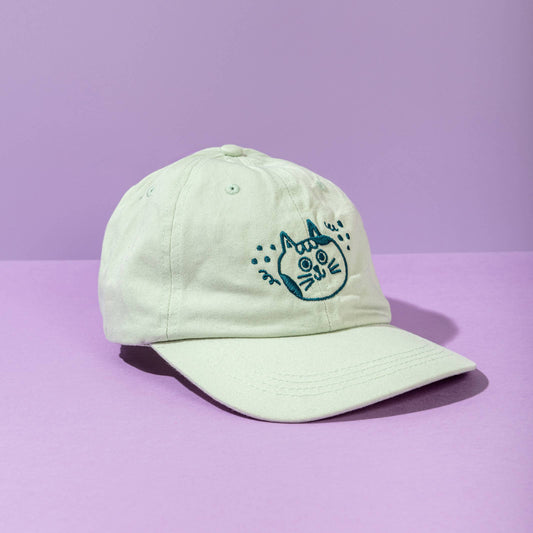 Happy Cat Cap // Light Mint & Teal