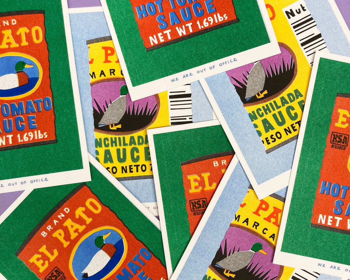 El Pato Hot tomato sauce - Risograph print