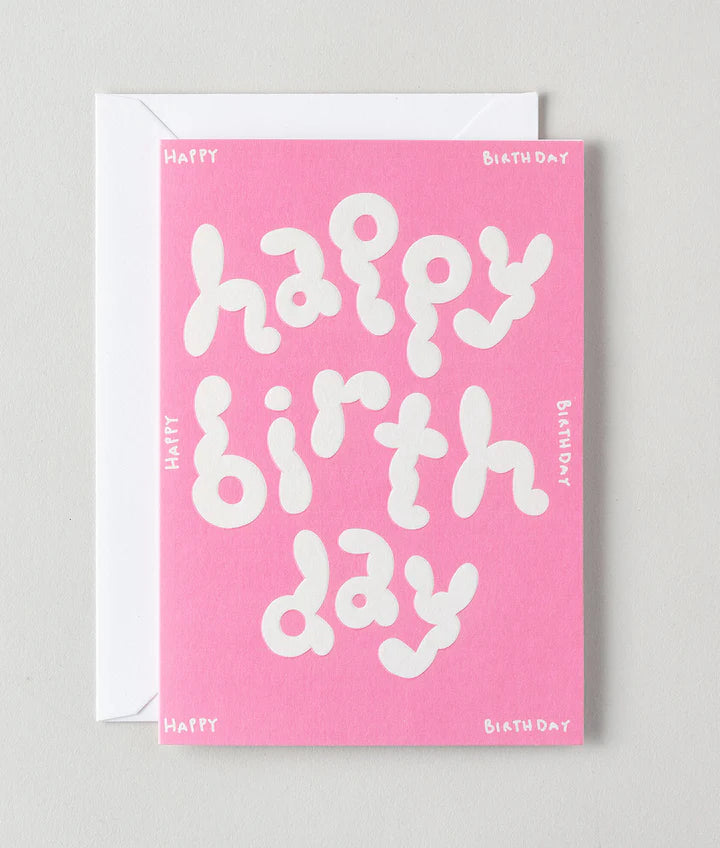 Happy Birthday Pink - Embossed Card