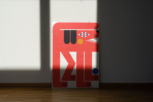 Red Dog With Blue Ball Poster by Marco Oggian