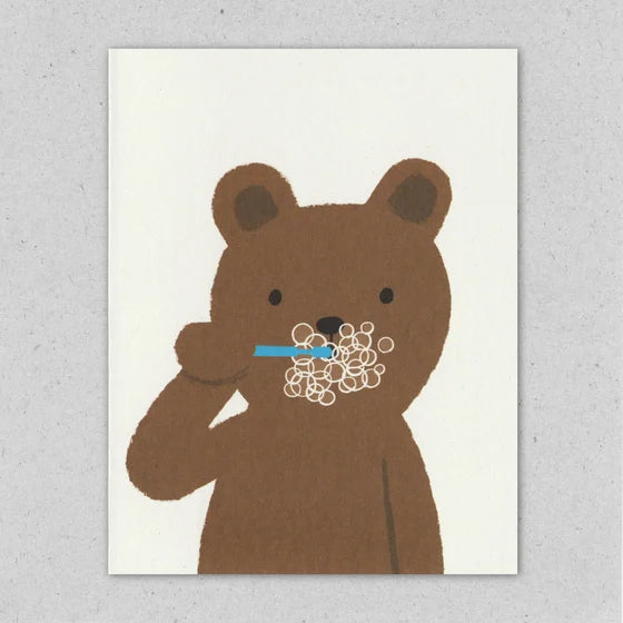 Brushing Bear Card