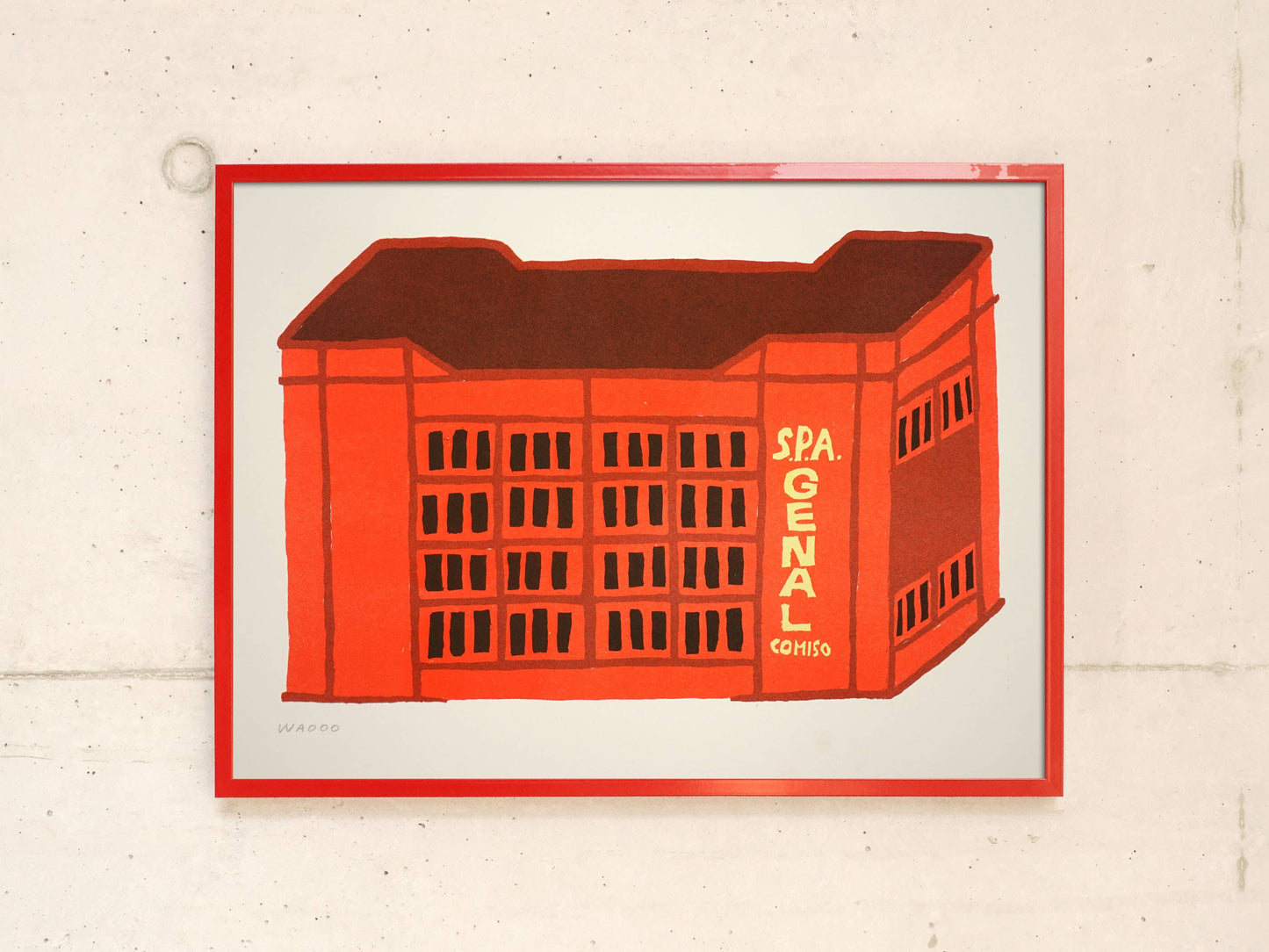 A 30X40 cm risograph print of a crate found on Sicily