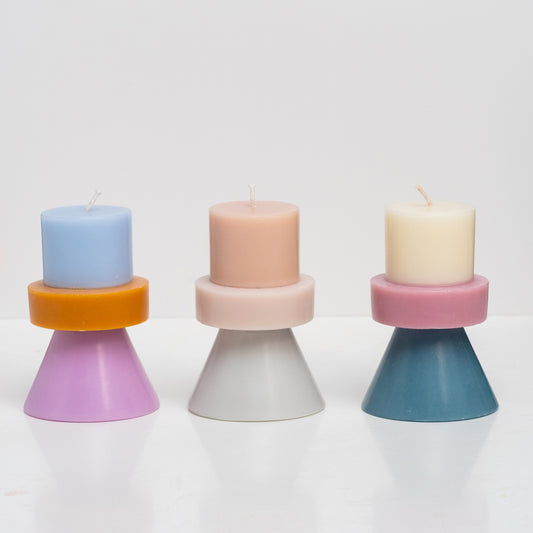 Stack Candle Mini - D - IVORY / LAVENDER / BLUE GREY