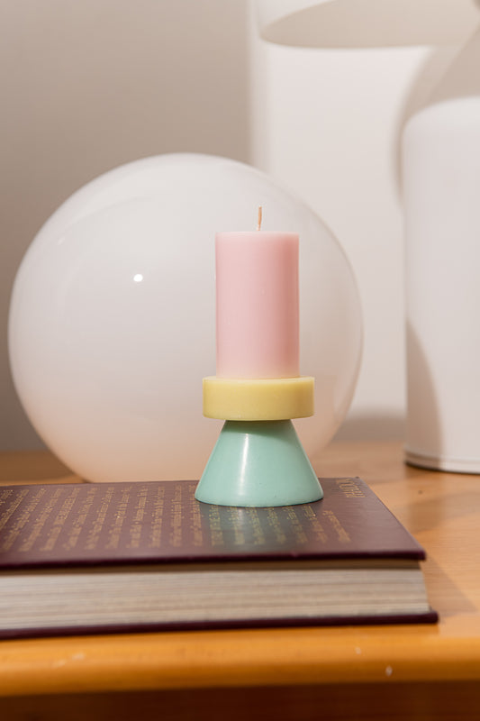 Stack Candle Tall - A - FLOSS PINK / PALE YELLOW / MINT