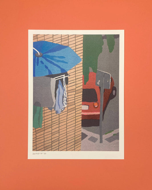 30x40 cm risoprint of laundry day in Bilbao