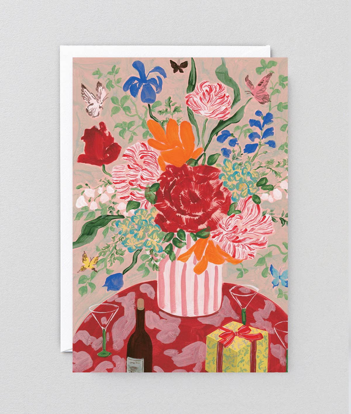 Birthday Bouquet and Champagne Art Card