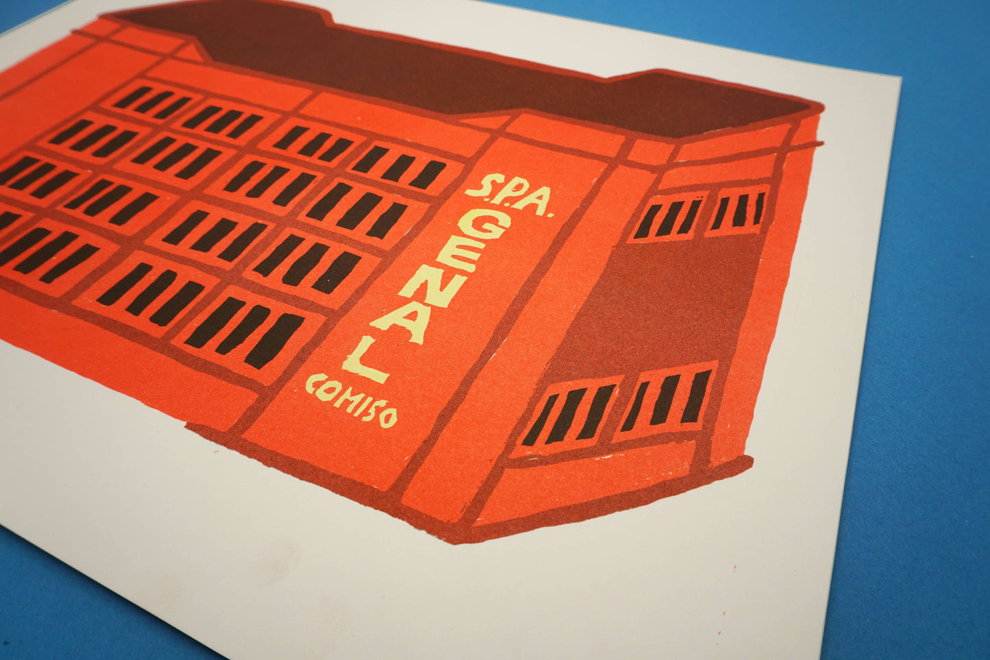 A 30X40 cm risograph print of a crate found on Sicily 