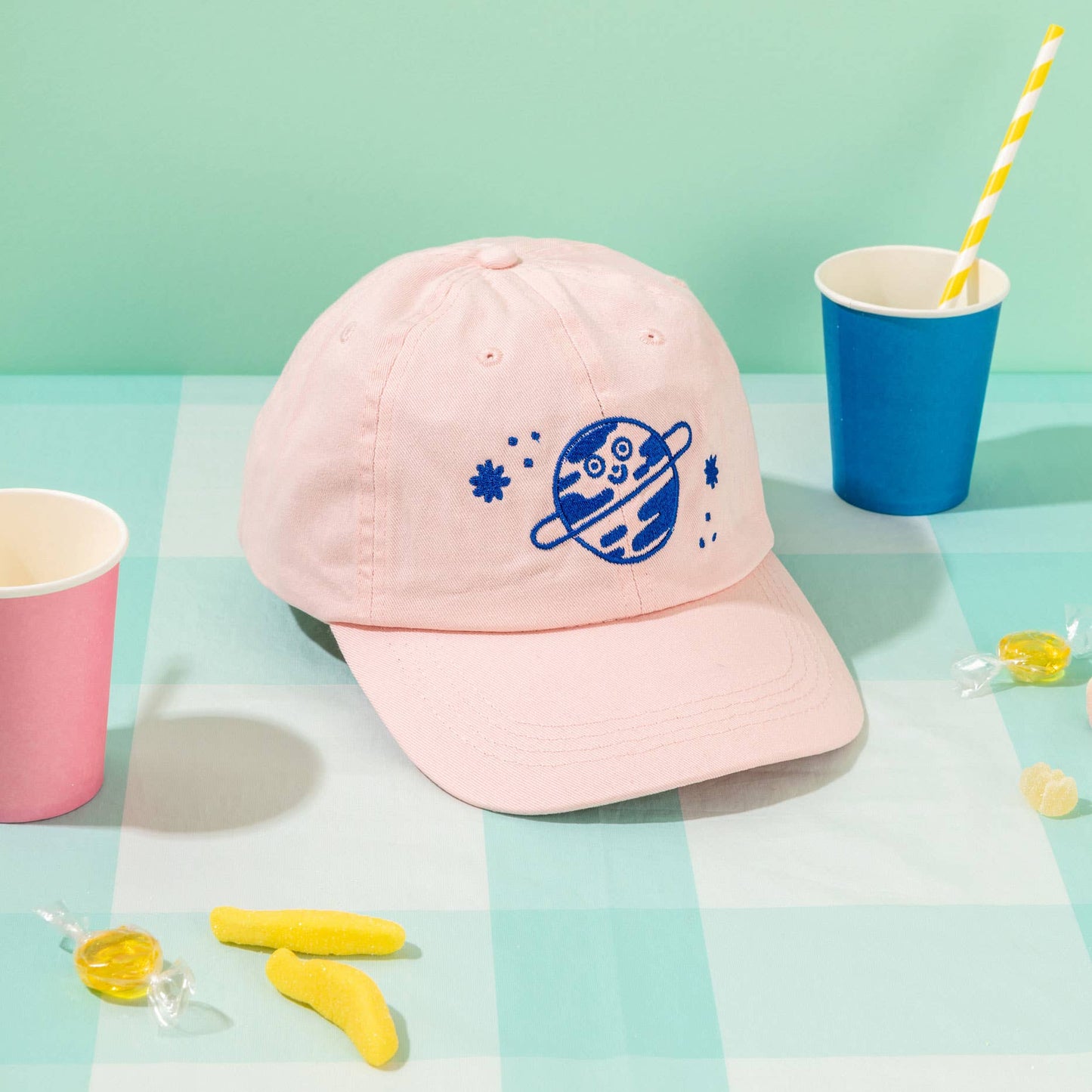 Playful Planet Cap // Light Pink & Blue