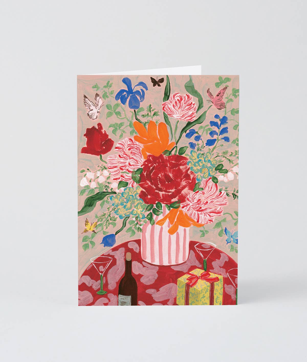 Birthday Bouquet and Champagne Art Card