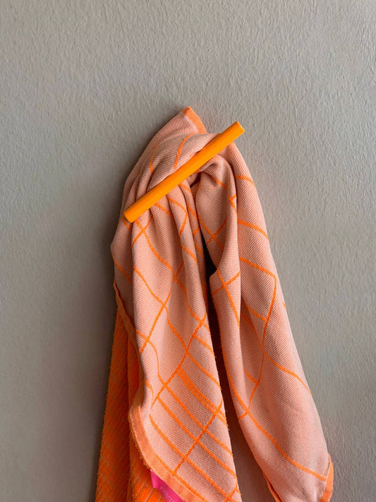 Wall-mounted hooks and Toilet Paper Holder - Neon Orange