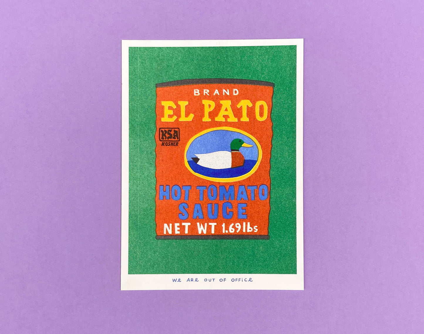 El Pato Hot tomato sauce - Risograph print