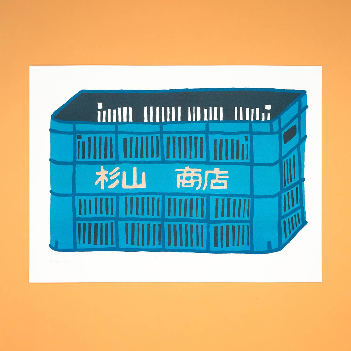 A 30X40 cm risograph print of a crate found in Fukuoka