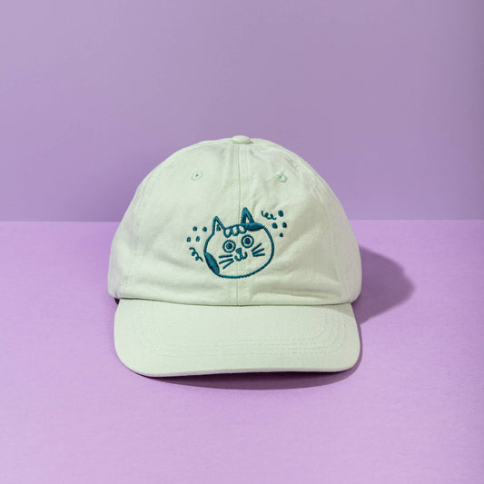 Happy Cat Cap // Light Mint & Teal