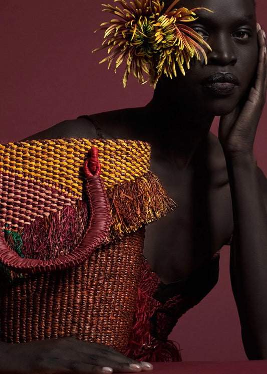 AAKS Tia Blush - Woven Raffia Bag