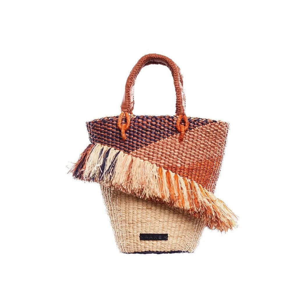 AAKS Tia Ruffle - Woven Raffia Bag