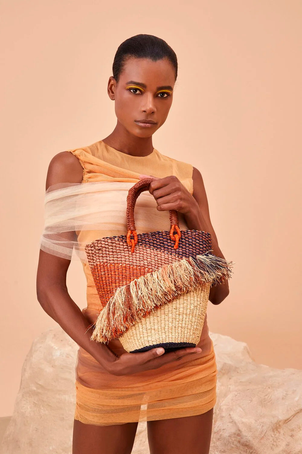 AAKS Tia Ruffle - Woven Raffia Bag