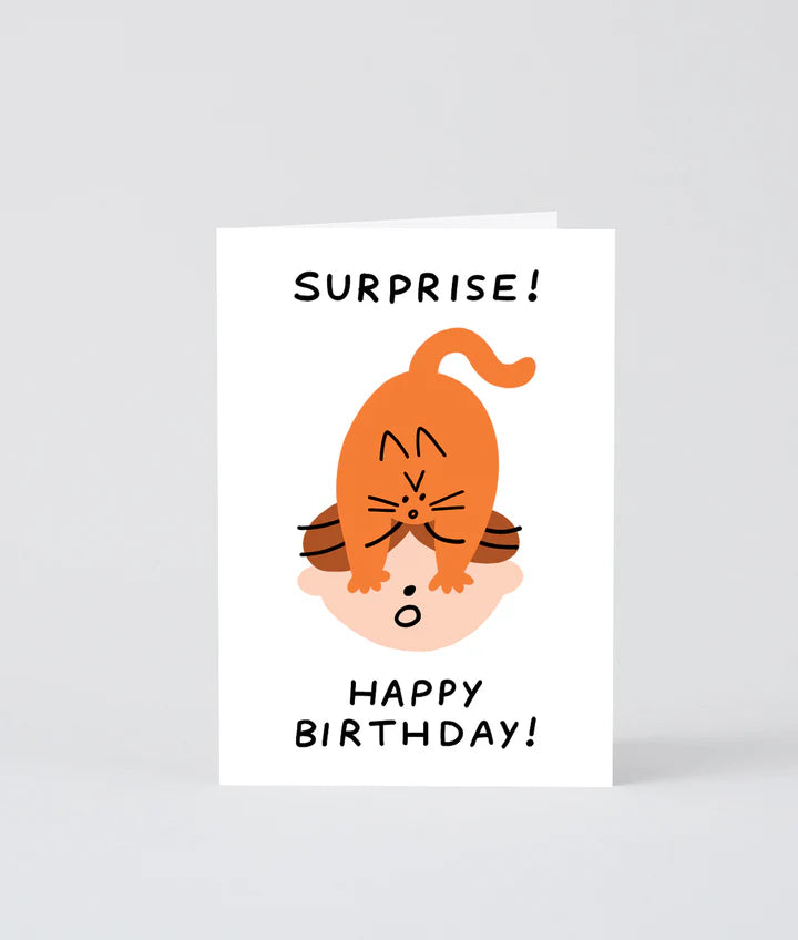 Happy Birthday Surprise Cat - Card