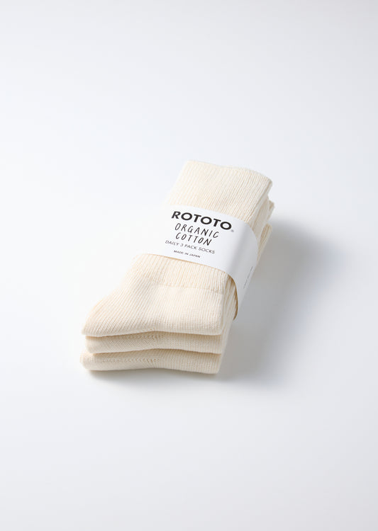 ROTOTO Organic Daily Crew Socks - 3 Pack