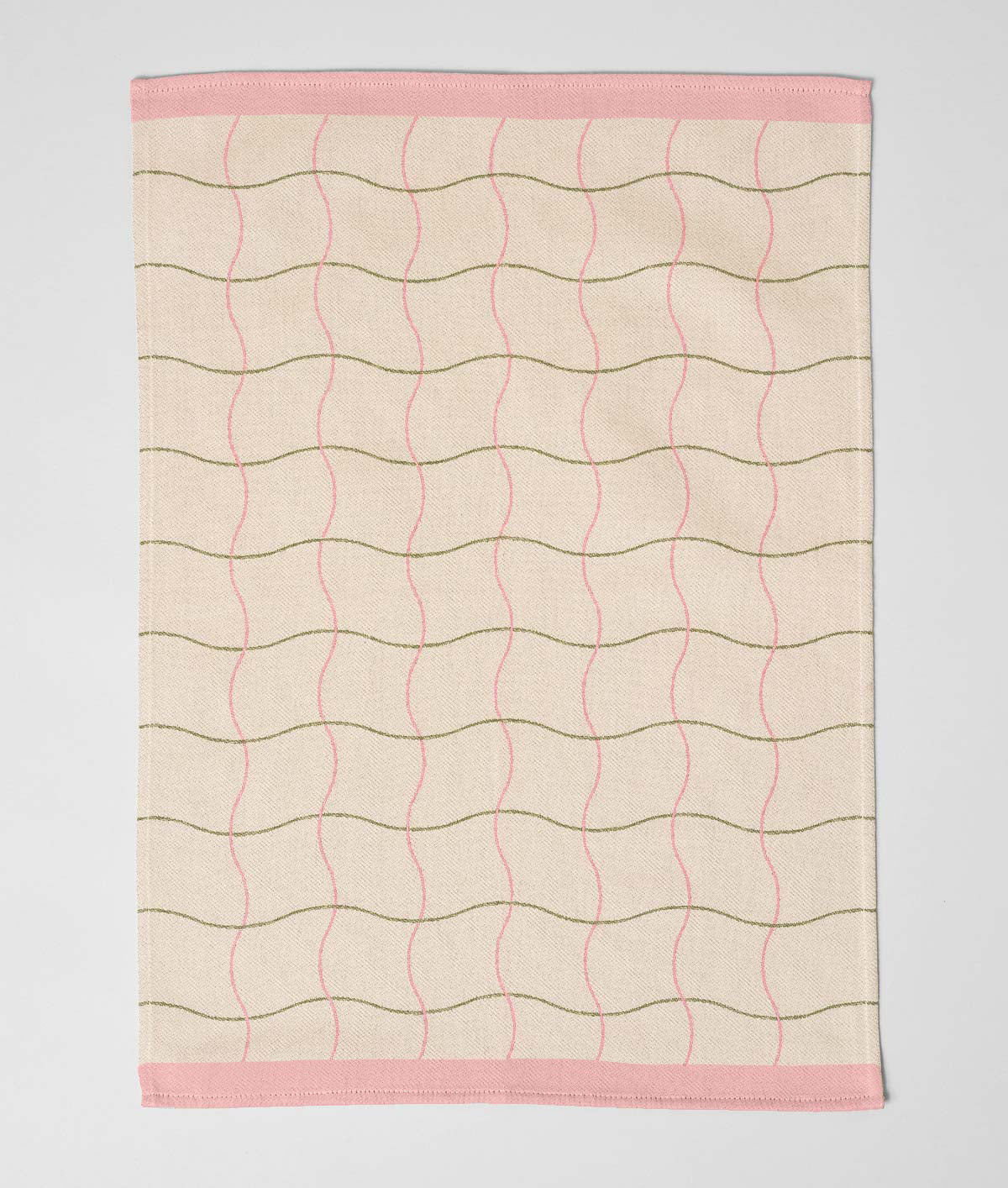 Wave Grid Natural Cotton - Tea Towel