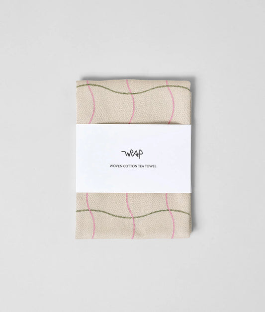 Wave Grid Natural Cotton - Tea Towel