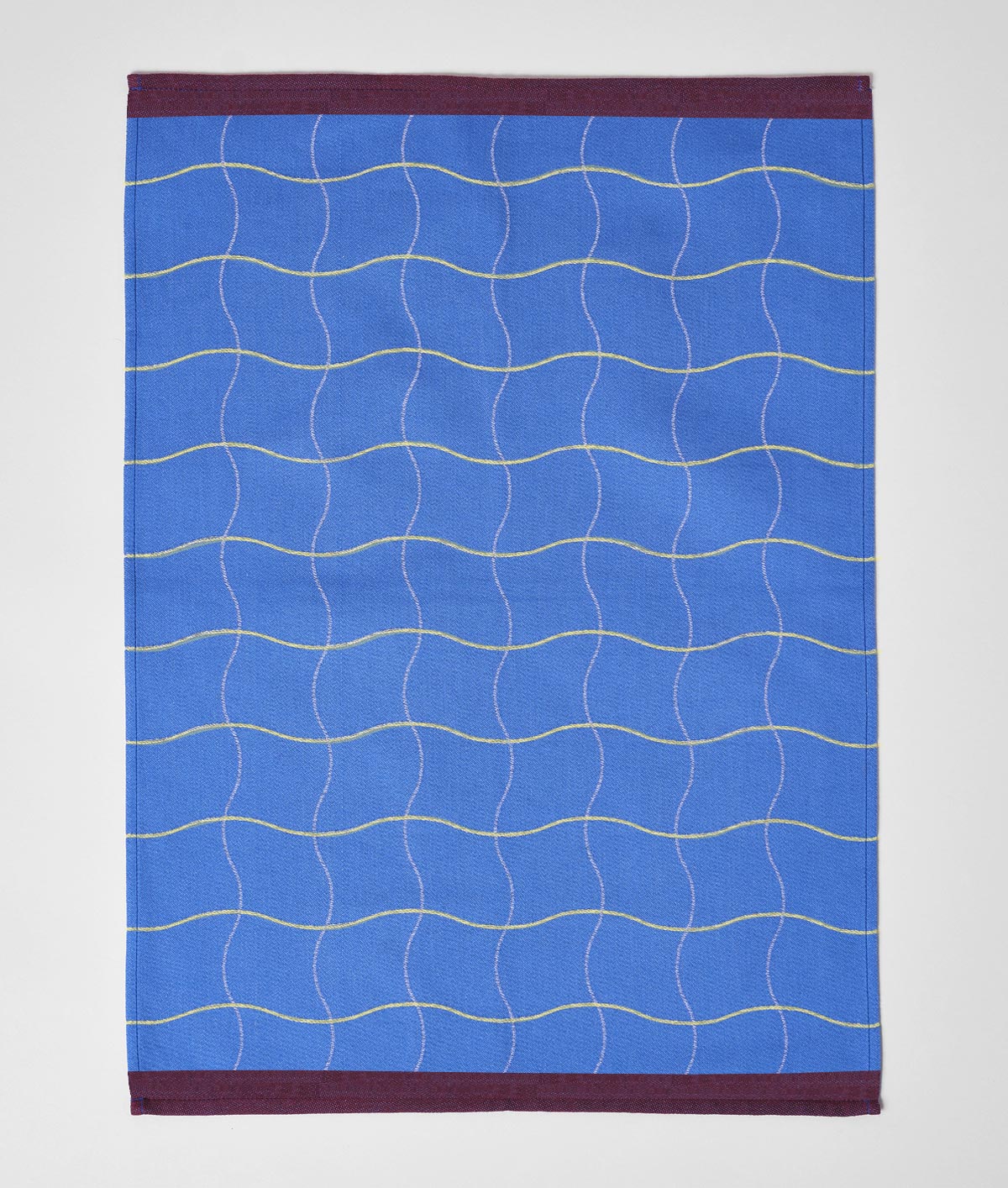 Wave Grid Blue Cotton - Tea Towel