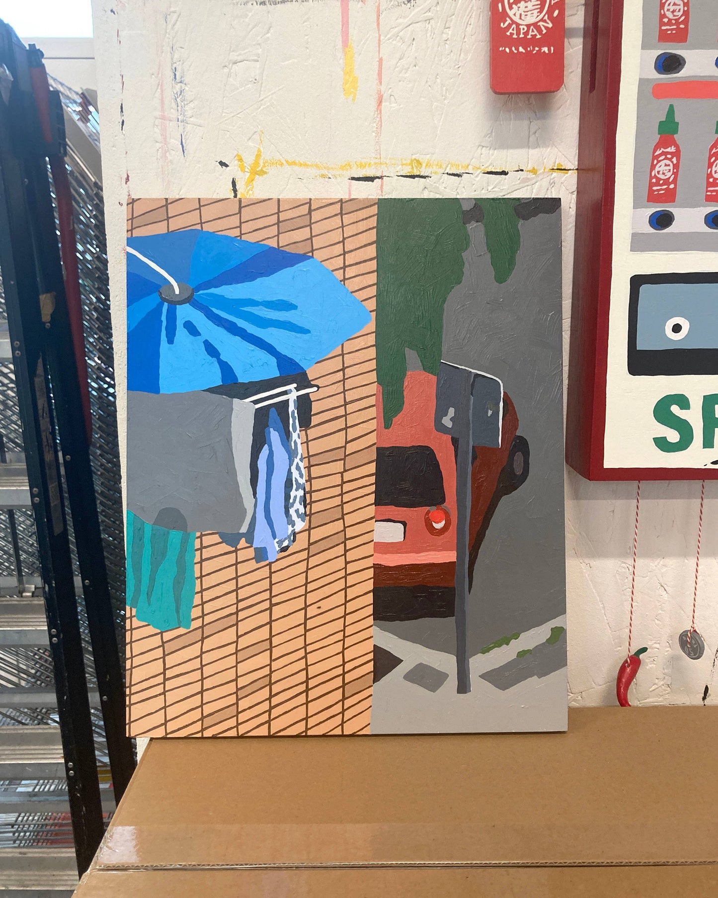 30x40 cm risoprint of laundry day in Bilbao