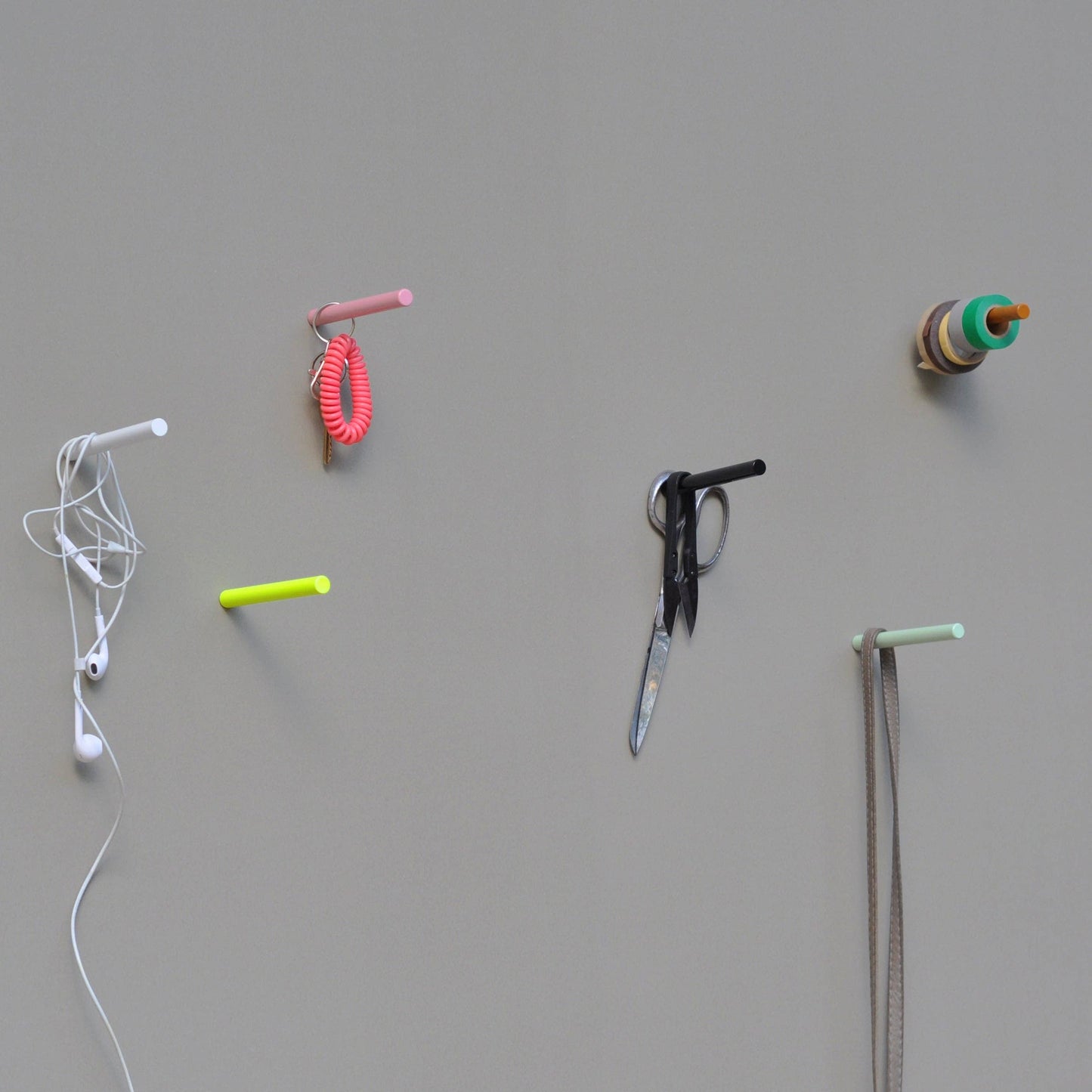 Wall-mounted hooks and Toilet Paper Holder - Neon Red