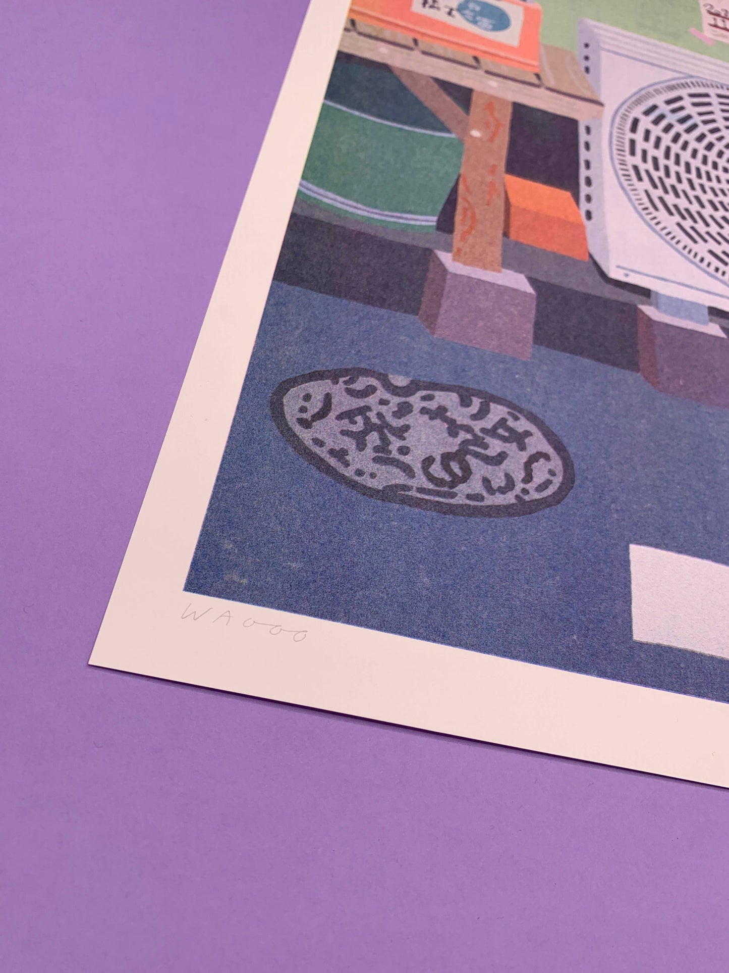 Limited edition 30x40 cm risograph of a scene with a Panasonic aircon