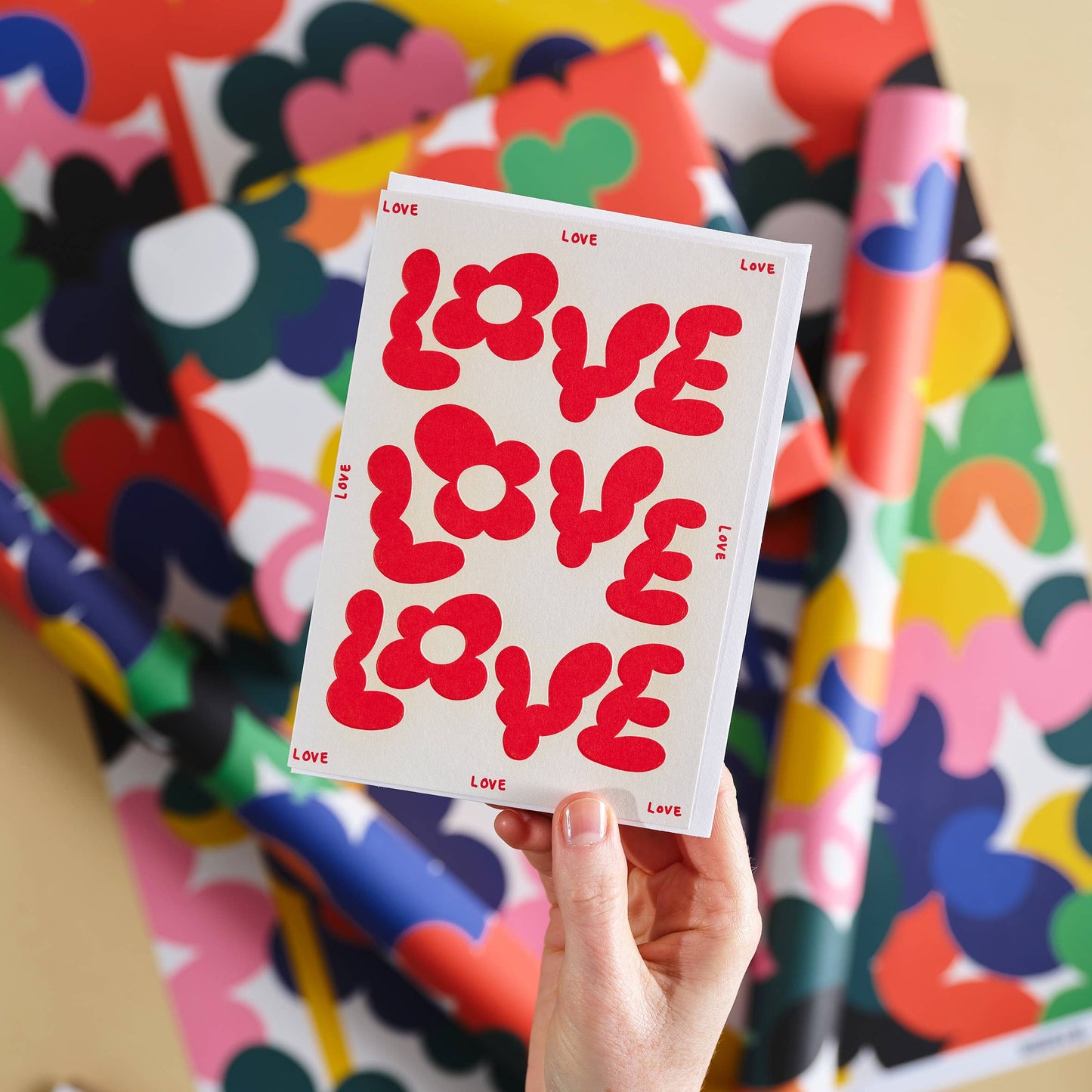 Love Love Love Embossed Greeting Card