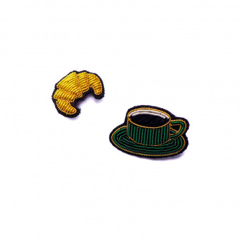 Cup of Coffee and Croissant - Brooch