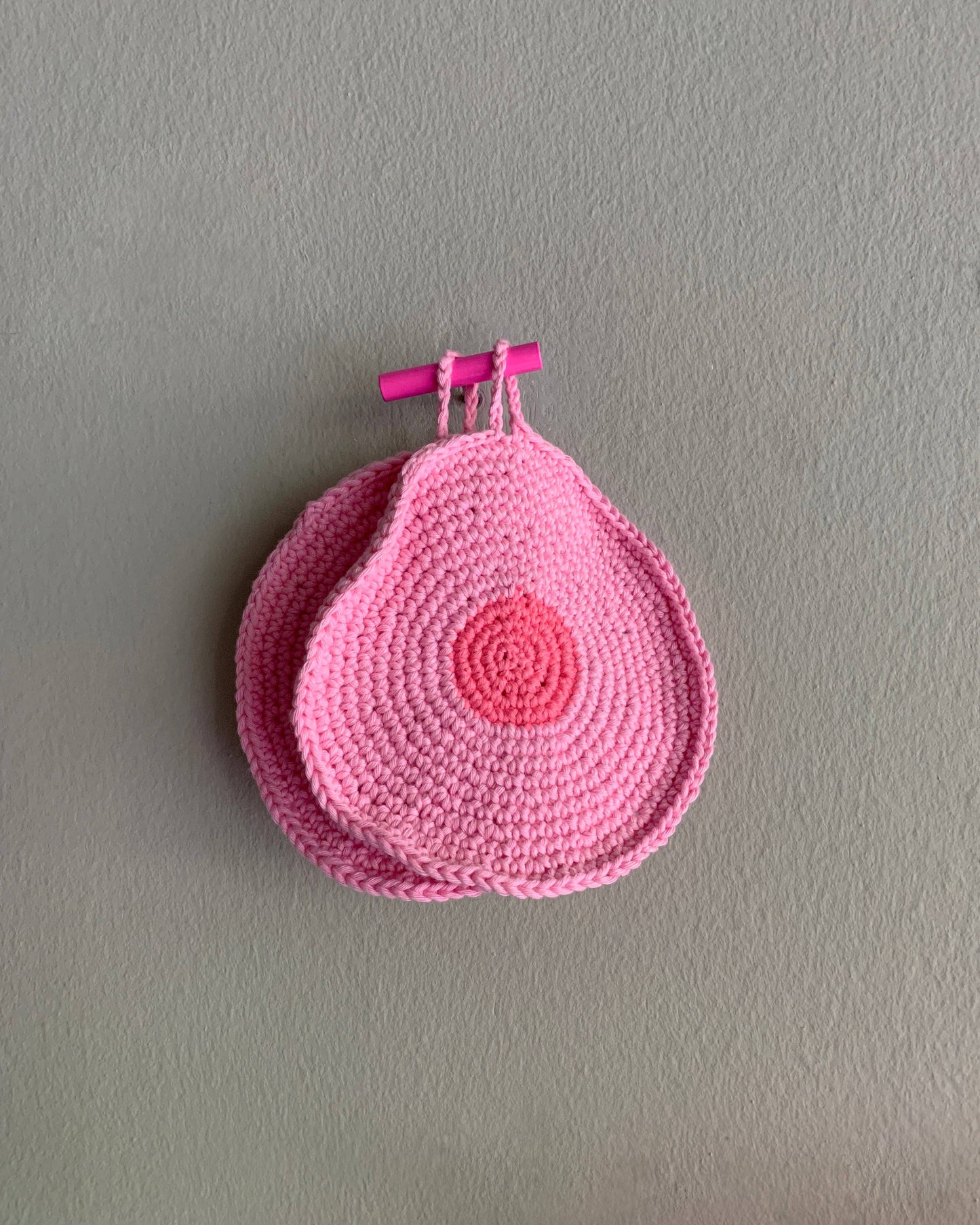 Wall-mounted hooks and Toilet Paper Holder - Neon Pink