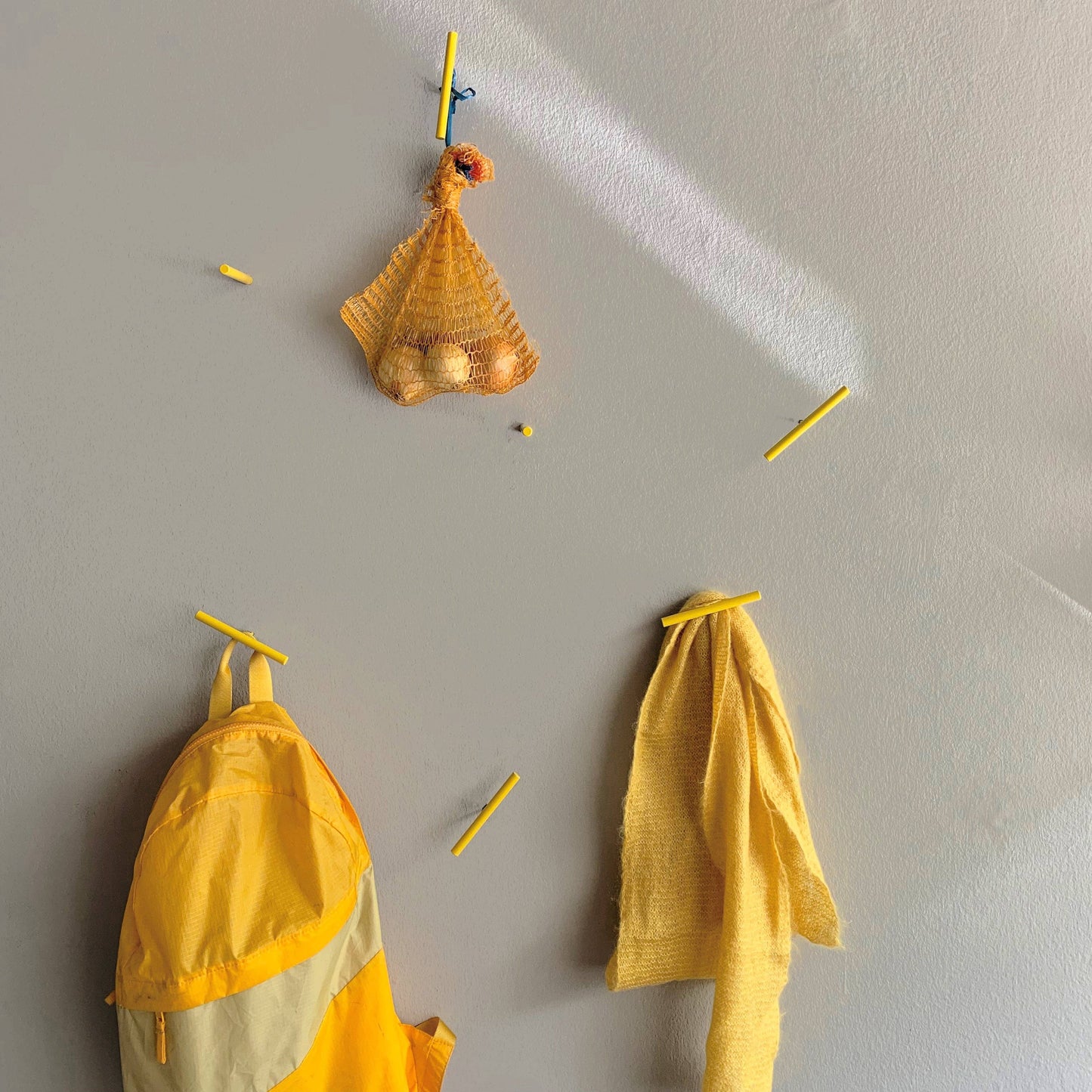 Wall-mounted hooks and Toilet Paper Holder - Sunny Yellow