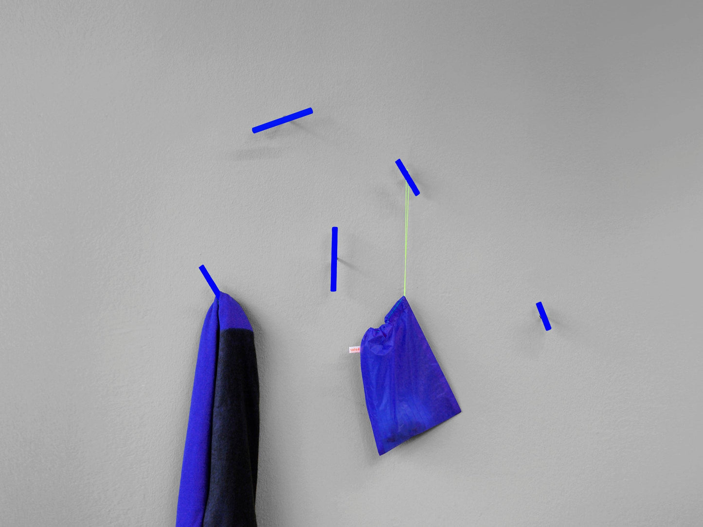 Wall-mounted hooks and Toilet Paper Holder - Ultramarine Blue