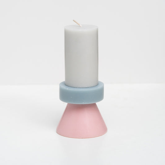 Stack Candle Tall - LIGHT GREY / PASTEL BLUE / SOFT PINK